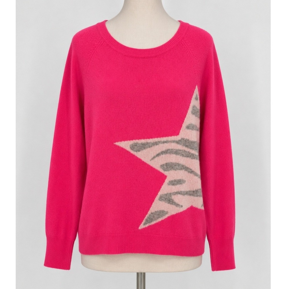 Scott & Scott London Cashmere Sweater Size Small Pink Star Print Crewneck Luxury